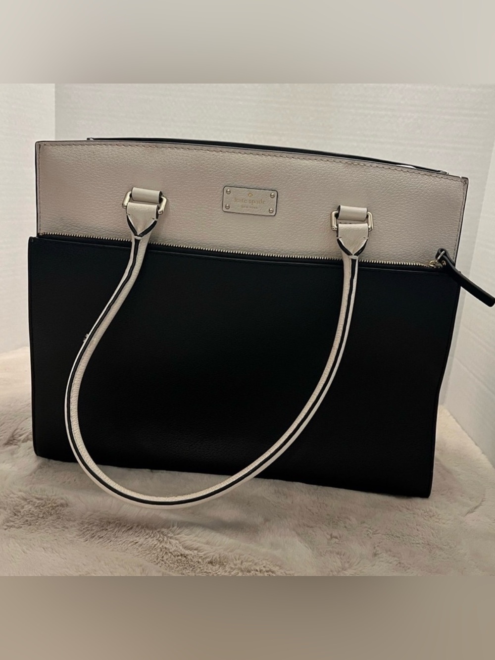 kate spade Black and Cream Two-Tone Large Tote Bag